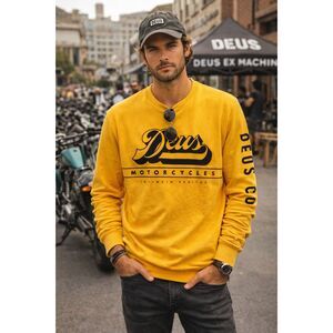 Deus Ex Machina Yellow Pullover sweatshirt Top Mens Size Large